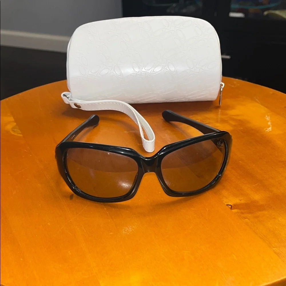 Oakley Script Stylish Black Sunglasses with White Case